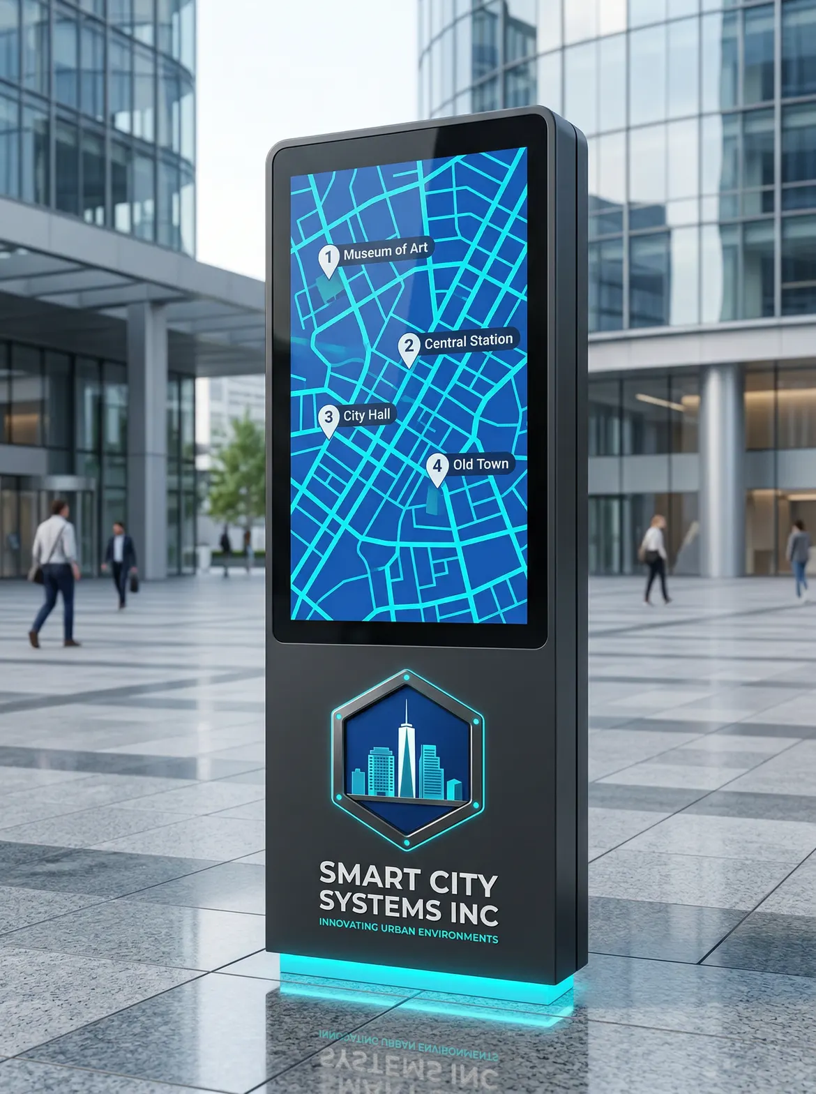 City-branded wayfinding kiosk
